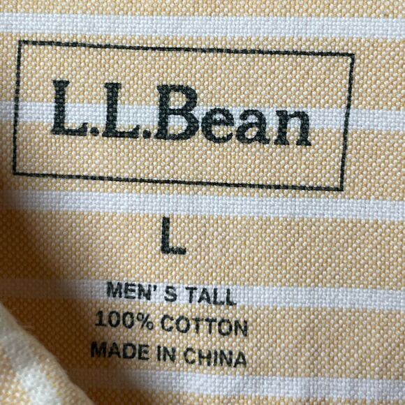 L.L. Bean Men’s Peach & White Stripes Button Down Collared Shirt (Size: LG Tall) - Picture 5 of 10